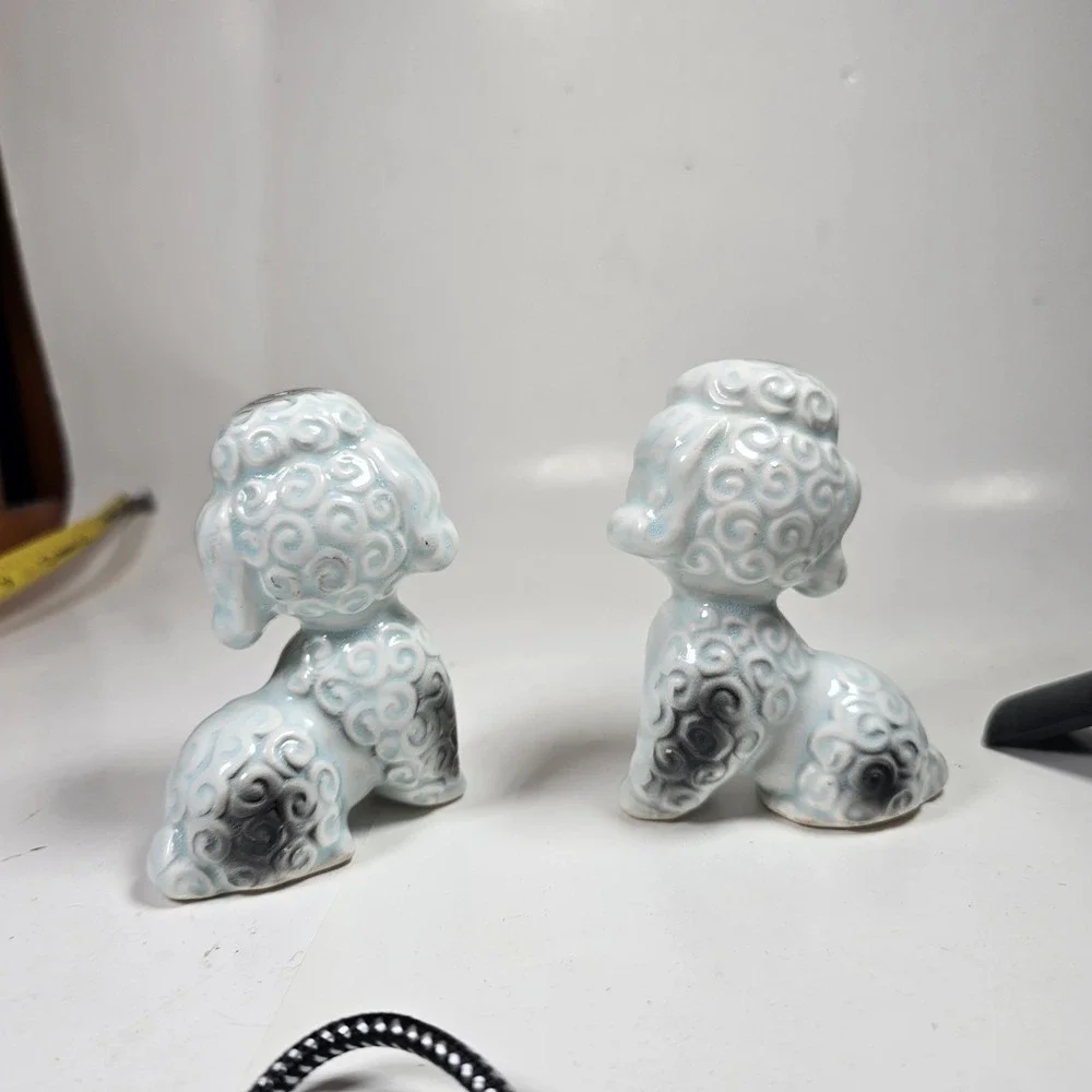 Vintage Anthropomorphic Blue Kitschy Poodle Dog Salt & Pepper Shakers Set